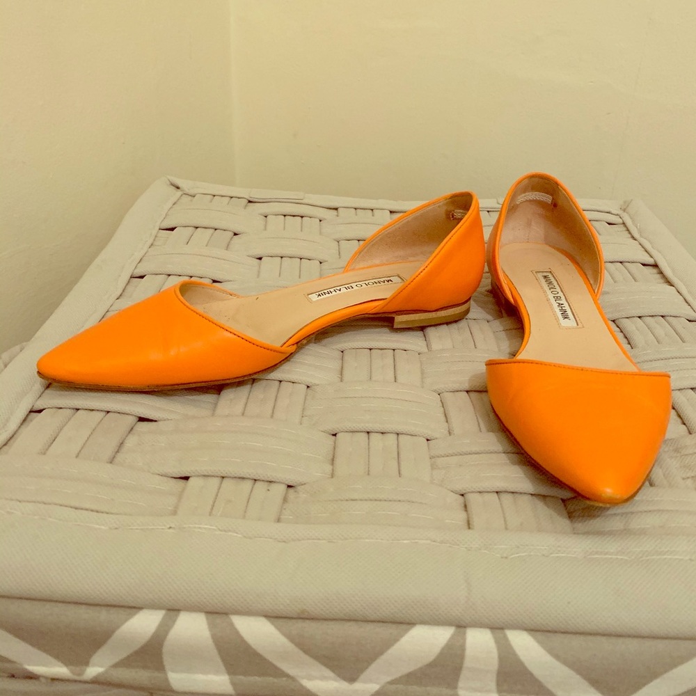 Manolo Blahnik Orange Flats